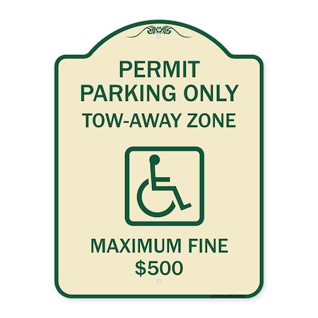 Permit Parking Only Tow-Away Zone Maximum Fine Heavy-Gauge Aluminum Architectural Sign